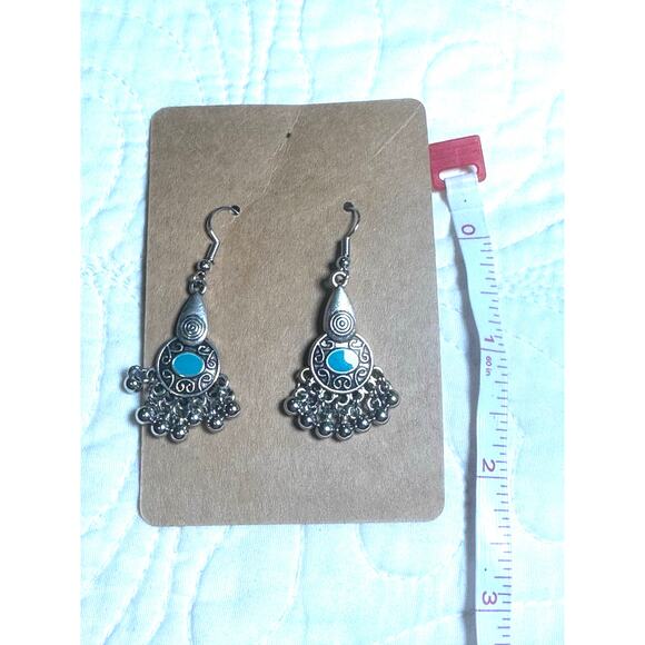 New Silver & Turquoise Boho Earrings - Picture 3 of 3